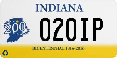 IN license plate 020IP