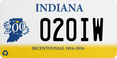 IN license plate 020IW