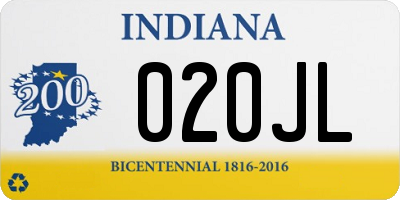 IN license plate 020JL