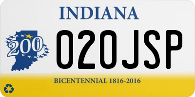 IN license plate 020JSP