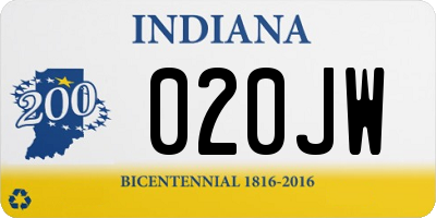 IN license plate 020JW