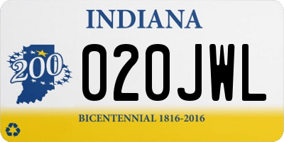 IN license plate 020JWL