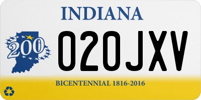 IN license plate 020JXV
