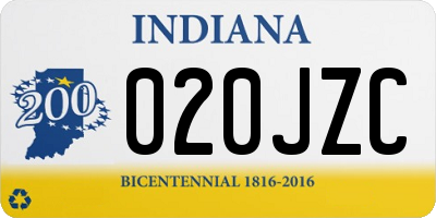 IN license plate 020JZC