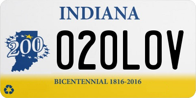 IN license plate 020LOV