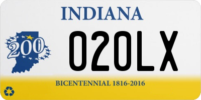 IN license plate 020LX