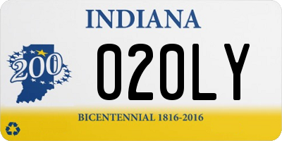 IN license plate 020LY