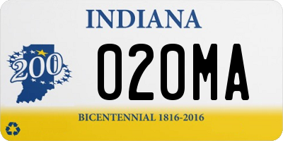 IN license plate 020MA