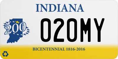 IN license plate 020MY