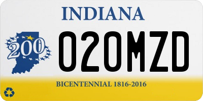 IN license plate 020MZD