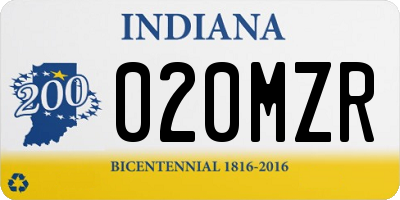 IN license plate 020MZR