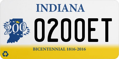 IN license plate 020OET