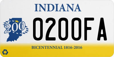 IN license plate 020OFA