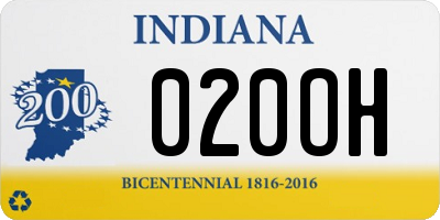 IN license plate 020OH