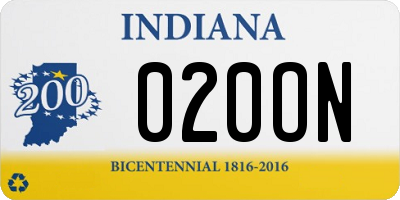 IN license plate 020ON