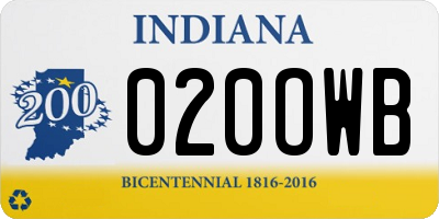 IN license plate 020OWB