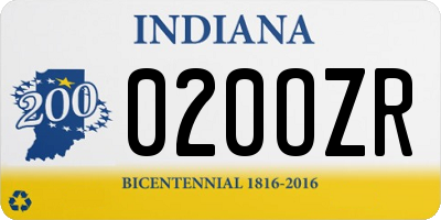 IN license plate 020OZR