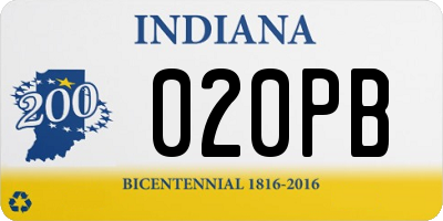 IN license plate 020PB