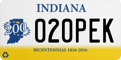 IN license plate 020PEK