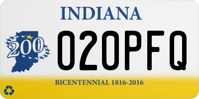 IN license plate 020PFQ