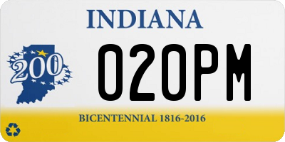 IN license plate 020PM