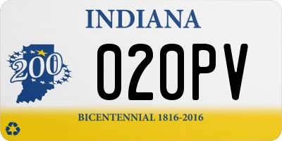 IN license plate 020PV