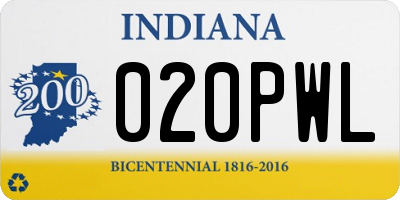 IN license plate 020PWL