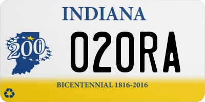IN license plate 020RA