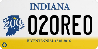 IN license plate 020REO