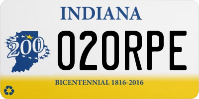 IN license plate 020RPE