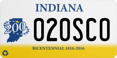 IN license plate 020SCO