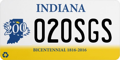 IN license plate 020SGS