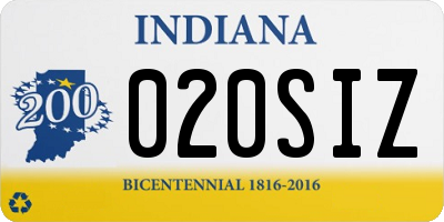IN license plate 020SIZ