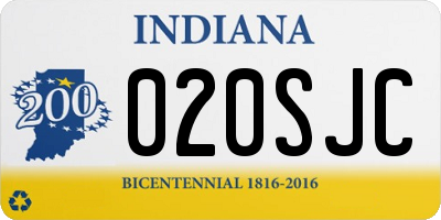 IN license plate 020SJC