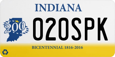 IN license plate 020SPK