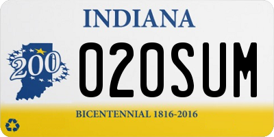 IN license plate 020SUM