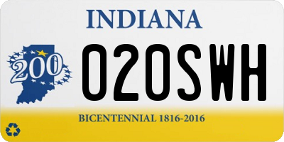 IN license plate 020SWH