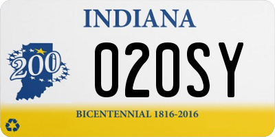 IN license plate 020SY