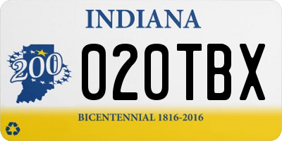 IN license plate 020TBX