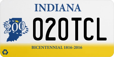 IN license plate 020TCL