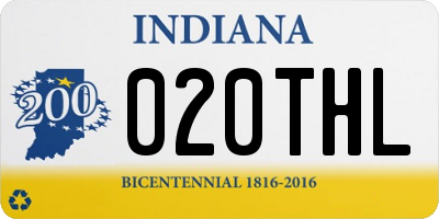 IN license plate 020THL