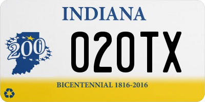 IN license plate 020TX