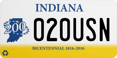 IN license plate 020USN