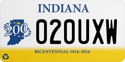 IN license plate 020UXW