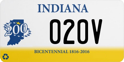 IN license plate 020V