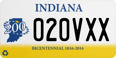 IN license plate 020VXX