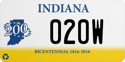 IN license plate 020W