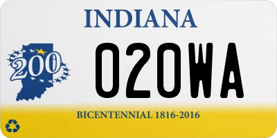 IN license plate 020WA