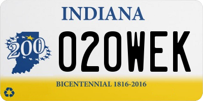 IN license plate 020WEK