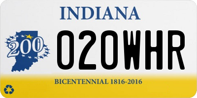 IN license plate 020WHR